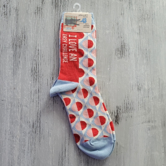 2/$15 I Love An Easy Challenge Crew Socks - Picture 1 of 3